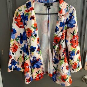 NYC Women's Vibrant Floral Blazer - Red, Blue, White